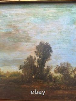 Peinture Ancienne Huile Sur Toile Paysage Barbizon Tableau Encadré Signé