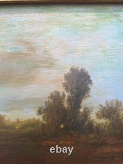 Peinture Ancienne Huile Sur Toile Paysage Barbizon Tableau Encadré Signé