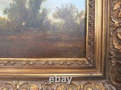 Peinture Ancienne Huile Sur Toile Paysage Barbizon Tableau Encadré Signé
