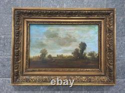 Peinture Ancienne Huile Sur Toile Paysage Barbizon Tableau Encadré Signé