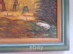 Peinture Ancienne Huile Sur Toile Paysage Campagne Agriculteurs Diaz Ojeda 1963