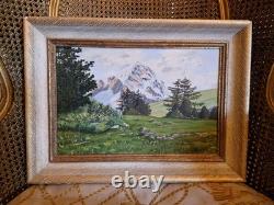 Peinture Ancienne, Huile Sur Toile Paysage De Montagne Signée Houriet