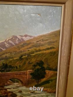 Peinture Ancienne Huile Sur Toile Paysage Et Chèvres Signée Et Datée