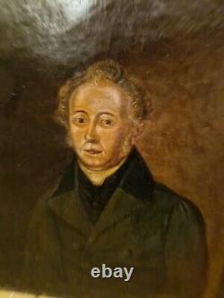 Peinture Ancienne, Huile Sur Toile Portrait D'homme XIX ÈME SIÈCLE