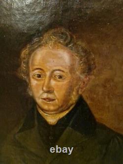 Peinture Ancienne, Huile Sur Toile Portrait D'homme XIX ÈME SIÈCLE