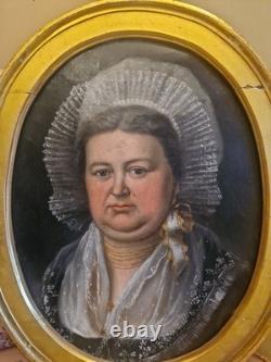 Peinture Ancienne, Huile Sur Toile Portrait De Femme XIX Ème S