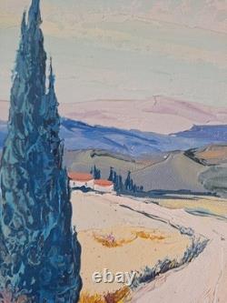 Peinture Ancienne Huile Sur Toile Provence Paysage Nature Arbres Tableau Signé