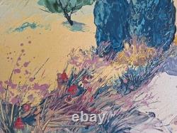 Peinture Ancienne Huile Sur Toile Provence Paysage Nature Arbres Tableau Signé