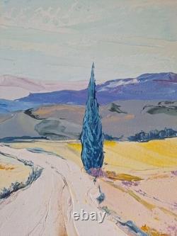 Peinture Ancienne Huile Sur Toile Provence Paysage Nature Arbres Tableau Signé