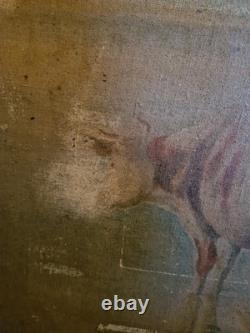 Peinture Ancienne Huile Sur Toile Représentant Des Vaches