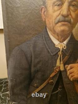 Peinture Ancienne Huile Sur Toile Représentant Un Chasseur