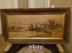 Peinture Ancienne Huile Sur Toile Représentant Un Paysage