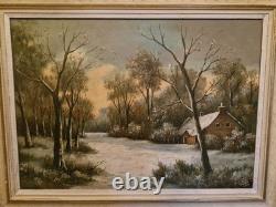 Peinture Ancienne Huile Sur Toile Représentant Un Paysage