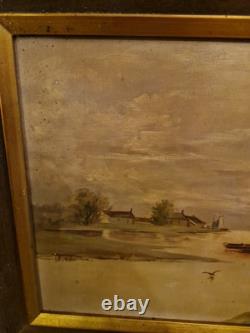 Peinture Ancienne Huile Sur Toile Représentant Un Paysage