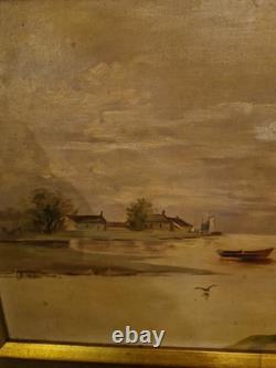 Peinture Ancienne Huile Sur Toile Représentant Un Paysage