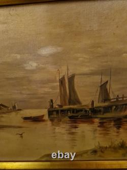 Peinture Ancienne Huile Sur Toile Représentant Un Paysage