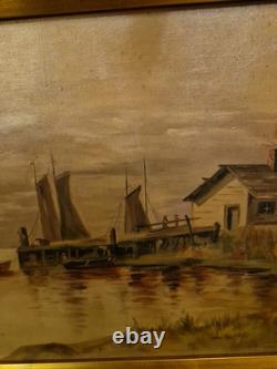 Peinture Ancienne Huile Sur Toile Représentant Un Paysage