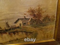 Peinture Ancienne Huile Sur Toile Représentant Un Paysage