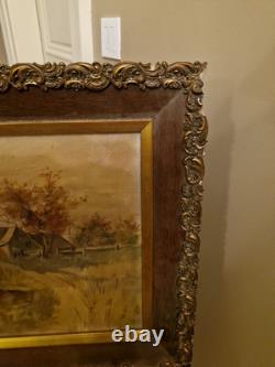 Peinture Ancienne Huile Sur Toile Représentant Un Paysage