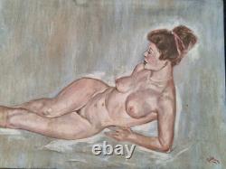 Peinture Ancienne Huile Sur Toile Scène De Genre Femme Tableau Encadré Signé