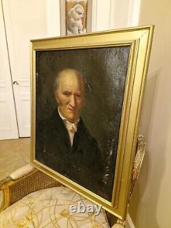 Peinture Ancienne, Huile Sur Tolle Représentant Un Portrait D'homme Époque XIX È