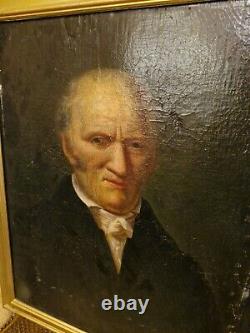 Peinture Ancienne, Huile Sur Tolle Représentant Un Portrait D'homme Époque XIX È