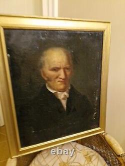 Peinture Ancienne, Huile Sur Tolle Représentant Un Portrait D'homme Époque XIX È