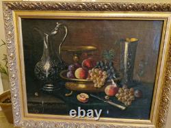 Peinture Ancienne, Huile Sur toile Nature Morte Encadrée Et Signée