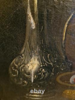 Peinture Ancienne, Huile Sur toile Nature Morte Encadrée Et Signée