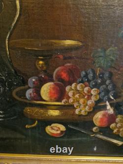 Peinture Ancienne, Huile Sur toile Nature Morte Encadrée Et Signée
