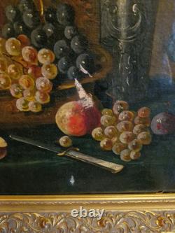 Peinture Ancienne, Huile Sur toile Nature Morte Encadrée Et Signée