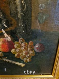 Peinture Ancienne, Huile Sur toile Nature Morte Encadrée Et Signée