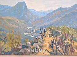 Peinture Ancienne Huile sur panneaPaysage nature arbres, montage Encadré Corse