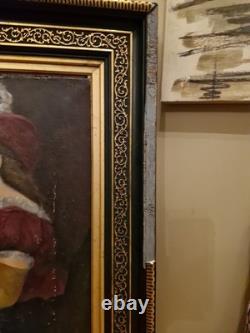 Peinture Ancienne, Portrait De Femme Huile Sur Toile XIX Ème S