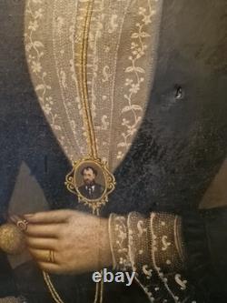 Peinture Ancienne Représentant Un Portrait De Femme XIX Ème S