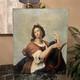 Peinture Ancienne Représentant Une Femme À La Lyre, Xix Eme, Huile Sur Toile