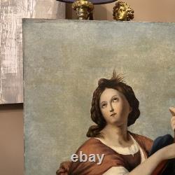 Peinture Ancienne Représentant Une Femme À La Lyre, XIX Eme, Huile Sur Toile