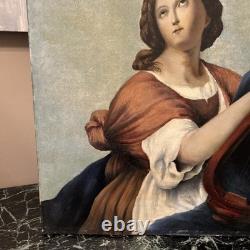 Peinture Ancienne Représentant Une Femme À La Lyre, XIX Eme, Huile Sur Toile