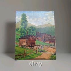 Peinture Ancienne huile sur toile Provence paysage Vieux Moulin à Verbier