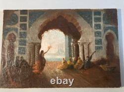 Peinture Copie Félix Ziem Sérail à Constantinople danse Orientalisme 1914 Ancien