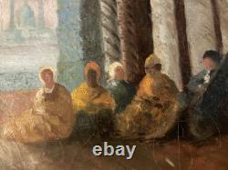 Peinture Copie Félix Ziem Sérail à Constantinople danse Orientalisme 1914 Ancien