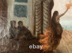Peinture Copie Félix Ziem Sérail à Constantinople danse Orientalisme 1914 Ancien