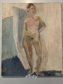 Peinture Femme À Identifier Signé 1950 Toile Old Portrait Ancien Painting XXe