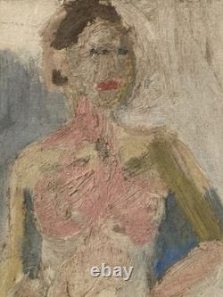 Peinture Femme À Identifier Signé 1950 Toile Old Portrait Ancien Painting XXe