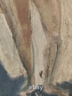 Peinture Femme À Identifier Signé 1950 Toile Old Portrait Ancien Painting XXe