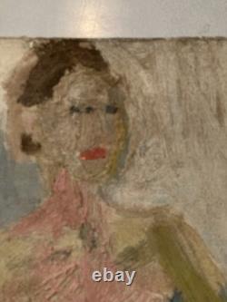 Peinture Femme À Identifier Signé 1950 Toile Old Portrait Ancien Painting XXe
