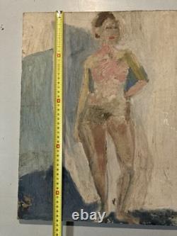 Peinture Femme À Identifier Signé 1950 Toile Old Portrait Ancien Painting XXe