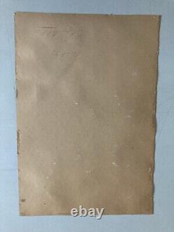 Peinture Gouache Sur Carton Paon Oiseaux Animal Arbre Dessin Art Ancien 1920