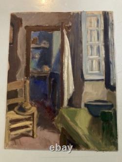 Peinture Huile Sur Carton 1920 Intérieur Meuble Ancien Old Original Painting Art