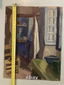 Peinture Huile Sur Carton 1920 Intérieur Meuble Ancien Old Original Painting Art